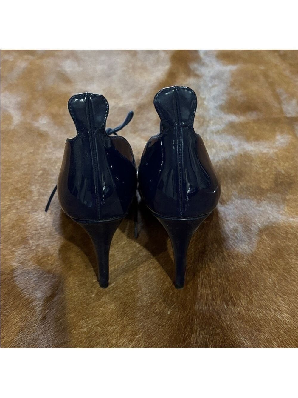 Zara Blue Patent Lace-Up Peep Toe Heel - Size 37 Euro - Picture 7 of 7